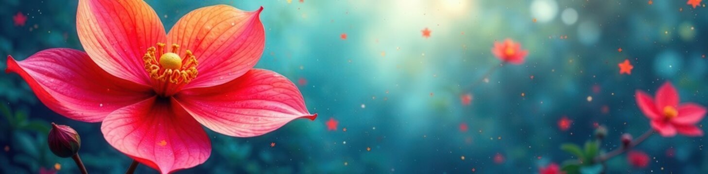 Bold brushstrokes, vibrant hues, stylized petals , dynamic, seamless