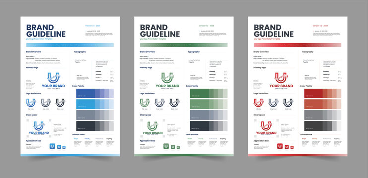 Modern Brand Guideline Template with Color Palette and Typography System