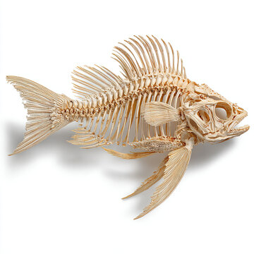 Skeletal Structure of a Fish on White Background