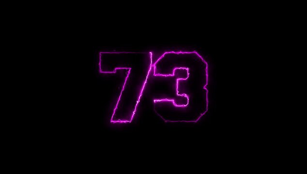 Number 73 Arc Reactor Animation on Black Background