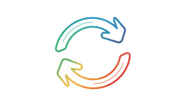 Colorful gradient refresh arrows icon representing cycle, repeat, reload, or circular process for