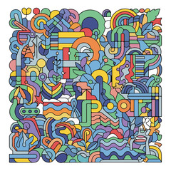 Obraz premium A vibrant abstract composition of intertwined shapes