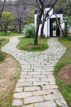 Curvy sidewalk in the park