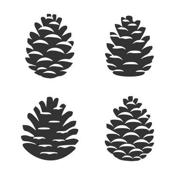 Set of Icon Logo Pine Cone Silhouette Collection for Winter Nature and Autumn Decorative Branding Vector Illustration