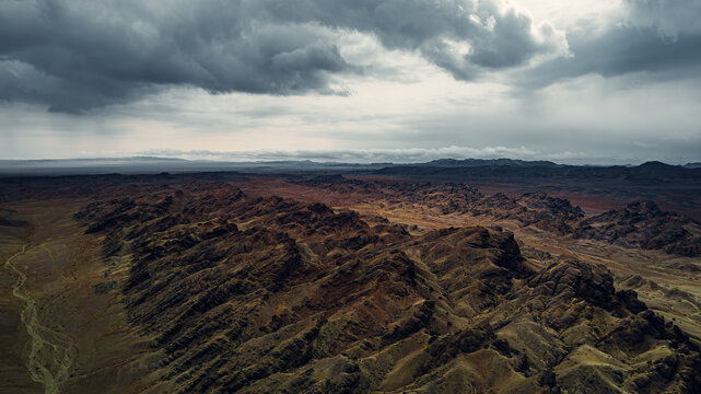 Majestic Vistas of Khanan Khets in Noyon Valley Under Dramatic Skies