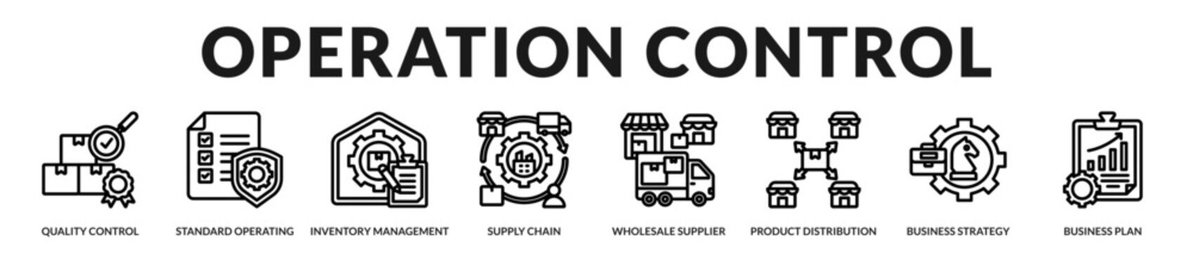 A professional banner highlighting operational control systems and process management in Lineal Icon Style