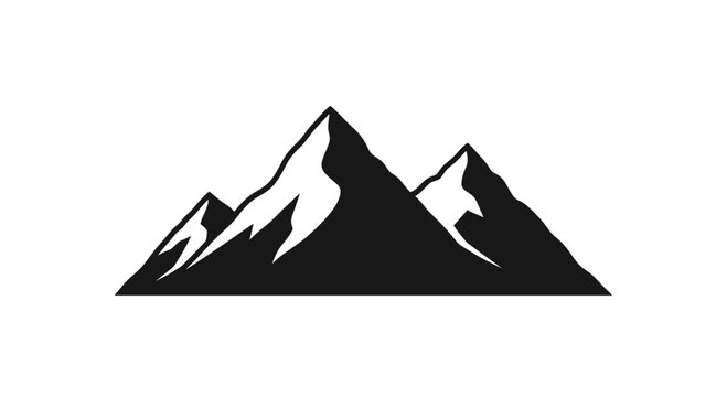 A minimalist black silhouette of a mountain range on a white background