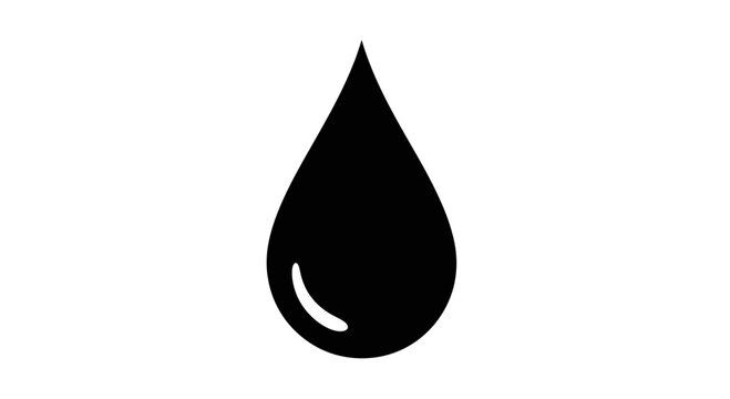 A minimalist black teardrop shaped icon on a white background
