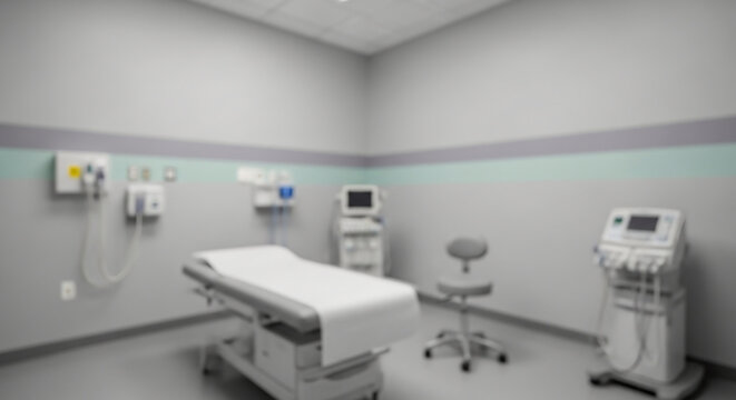 Modern medical examination room background. Soft blur, ample copy space for advertising sample layouts. Effective hero banner design