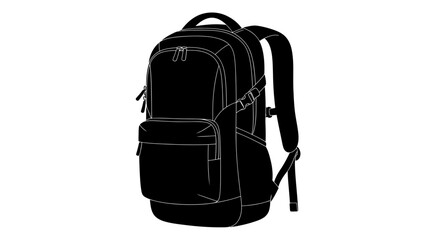 Fototapeta premium A minimalist vector illustration of a black backpack with white outlines