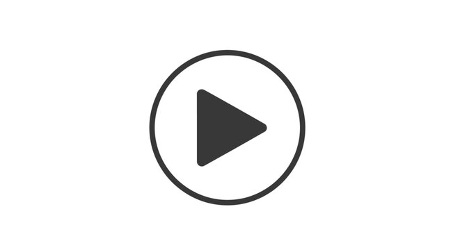 Minimalist video play button icon on white background