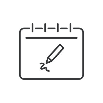 Calendar line icon. Schedule, time, daily, deadline, event, notes, alarm. Editable stroke. Vector illustration