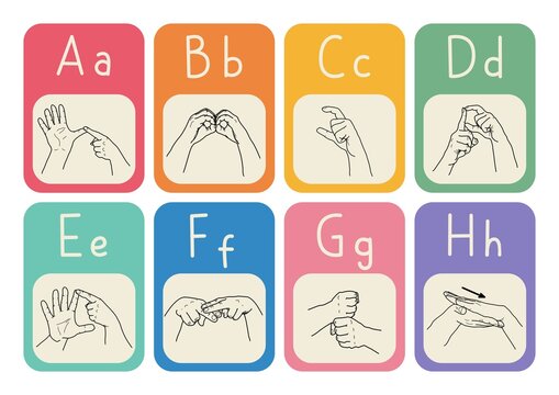 Sign language alphabet cards for learning