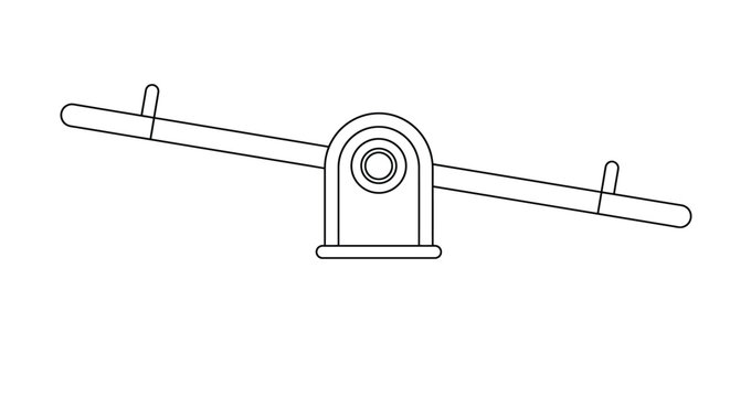 Simple line drawing of a classic seesaw playground equipment