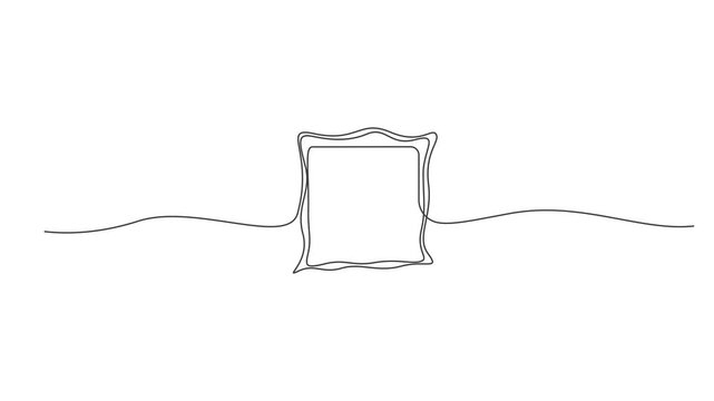 Single line art animation frame,Continuous line frame one pencil border square art black vector doodle.