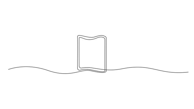 Single line art animation frame,Continuous line frame one pencil border square art black vector doodle.