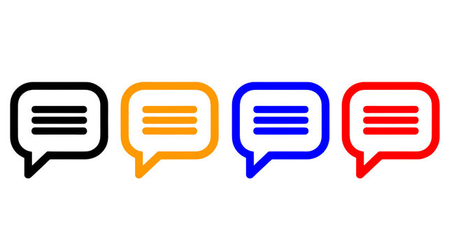 A colorful graphic of three speech bubbles on a transparent background