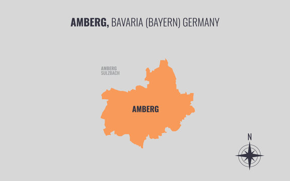 A map showing Amberg BY Kreise into Gemeinden in a minimalist colorful style