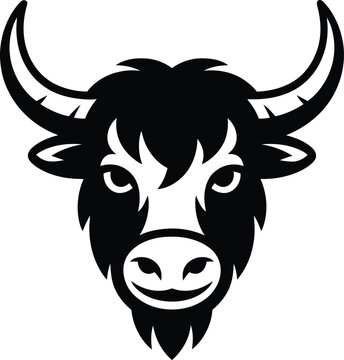 Black yak head mascot vector illustration isolated on white background