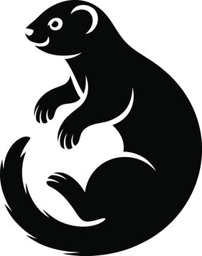 Black otter ferret mascot vector illustration isolated on white background
