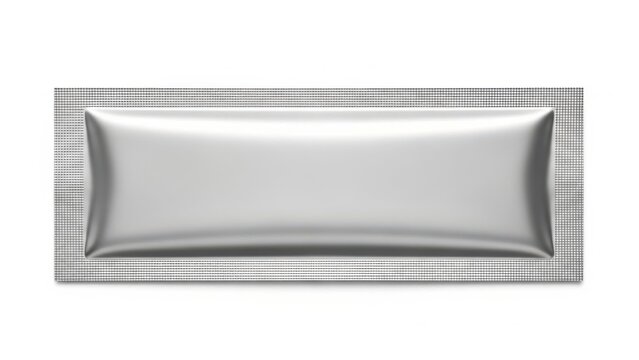 Silver rectangular tray on grid background