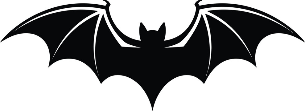 Black bat wings spread mascot vector illustration isolated on white