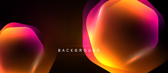 Abstract gradients, vibrant colors, flowing shapes dominate dark background. Modern design, dynamic composition, visual energy present. © antishock