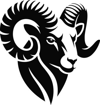 Black ram head mascot vector illustration isolated on white background