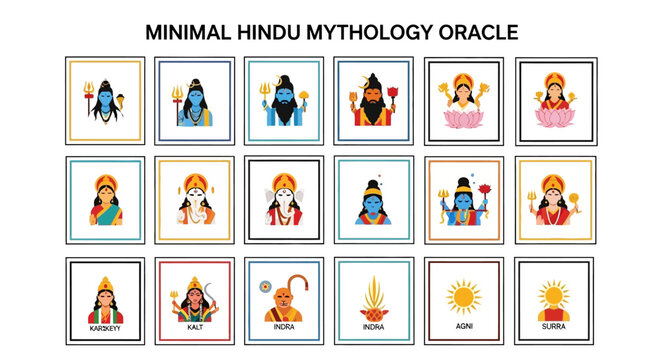 Minimal Hindu Mythology Oracle Cards Collection