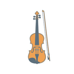 Fototapeta premium Simple Flat Design Violin and Bow Vector Illustration
