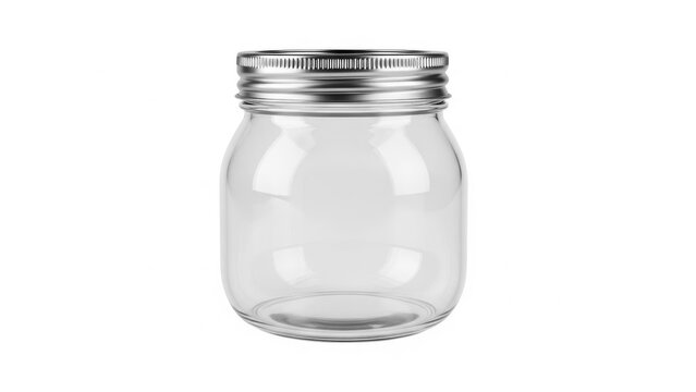Clear glass jar with metal lid
