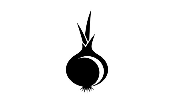 Minimal onion icon black vector vegetable symbol illustration