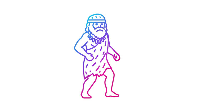 Caveman Icon with Gradient Colors - Primitive Man Illustration