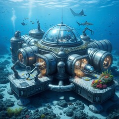 Fototapeta premium Abyssal Citadel of Shifting Seas