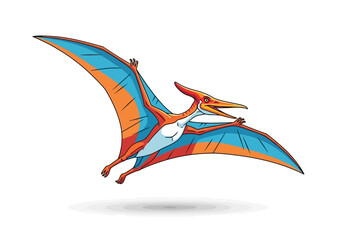 Colorful Pterodactyl Flying Dinosaur Cartoon Illustration. © Jepry