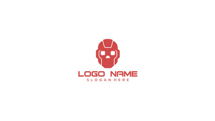 Fototapeta premium Minimalist Red Robot Head Logo Design