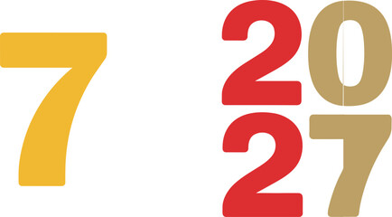 Creative 2027 happy new year bold typography design with gold and red colors for celebration banners posters invitations and seasonal holiday marketing materials. © Md