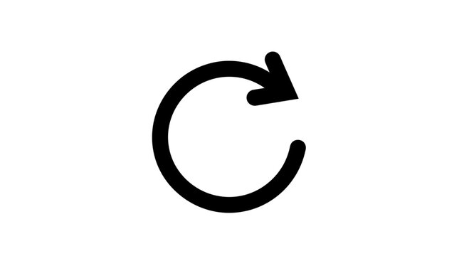 A minimalist vector graphic of a circular arrow icon