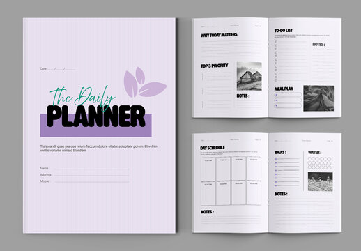 Daily Notebook Planner Layout Design Template