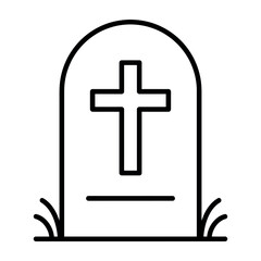 Fototapeta premium Minimalist Gravestone Icon with Cross and Grass Vector Illustration for Cemetery and Memorial Design