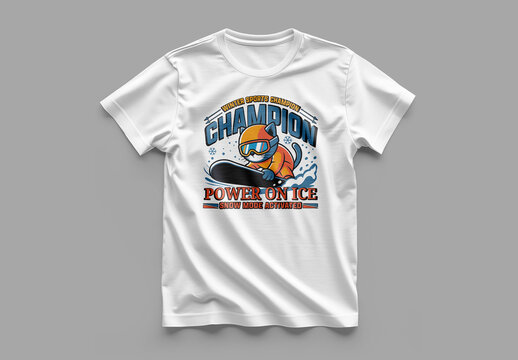 Winter Sports Champion Snowboard T Shirt Design
