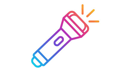 Fototapeta premium Bright flashlight icon with gradient colors, symbolizing light, ideas, and discovery