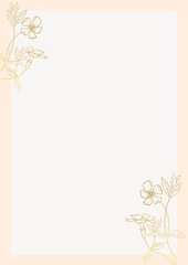 Fototapeta premium Golden floral frame with blank white space