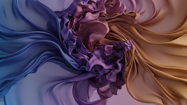 Abstract colorful fabric waves flowing background design