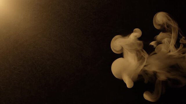 Brown smoke rising on dark background with spotlight