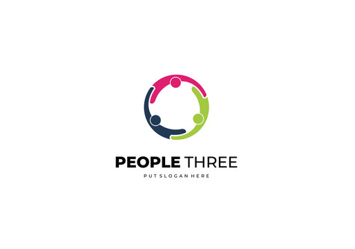 three person templet icon vector logo illustration