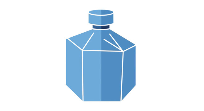 Blue Geometric Bottle Icon, Flat Design, Minimalist Style