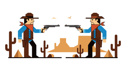 Obraz premium Cowboy Duel in Desert Landscape
