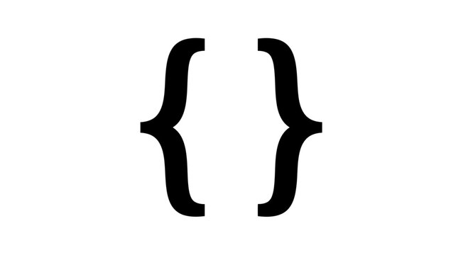 A minimalist vector graphic illustration of curly braces symbol