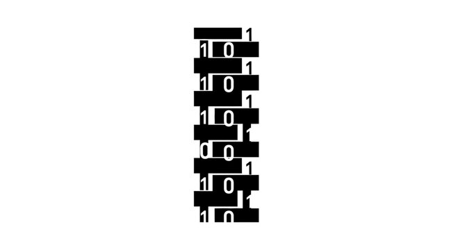A minimalist vector graphic illustration of binary code in a flat design style